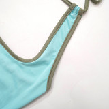 Women's Summer Contrast Color Halter Neck Hollow Low Back Casual Vest Top
