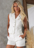 Women Denim Vest and shorts two-piece set