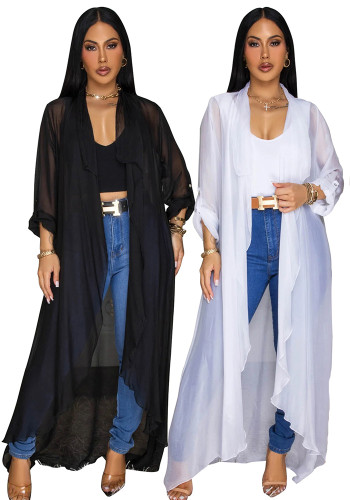 Women's Casual Chiffon Long Shirt Sun Protection Jacket