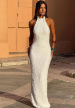 Summer Halter Neck Low-Back Lace-Up Sexy Dress