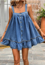 Women Summer Denim Sleeveless Dress