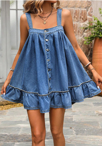 Women Summer Denim Sleeveless Dress