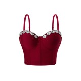 Women French Fishbone Diamond and Pearl Fishbone Corset