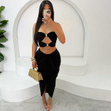 Solid Color Sexy Summer Skirt Set