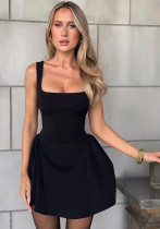 Summer Slim Waist A-Line Low Back Chic Women Strap Dress