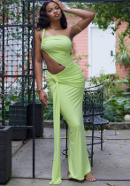 Women Summer Sexy One-shoulder Backless Gathered Bodycon Dress