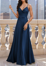 Dark Blue Chic Elegant Sexy Deep V-Neck Party Evening Dress