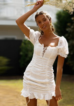 Women's Lace-Up Fashion Sexy V-Neck Mini Dress