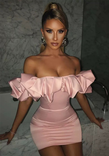 Ruffle Off Shoulder Sexy Low-Back Bodycon Dress for Women