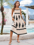 Women elegant Career beach Holidays contrast print wrap dress