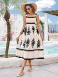 Women elegant Career beach Holidays contrast print wrap dress