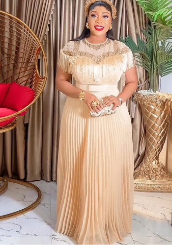 Plus size Women sequin tassel maxi dress
