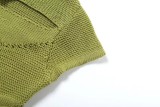 Women Slash Shoulder tassel hollow knitting solid irregular short-sleeved dress