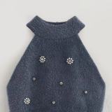 Women beaded Halter Neck sleeveless knitting dress