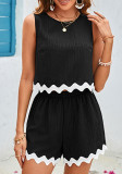 Women contrast sleeveless top and shorts lace lace two-piece set