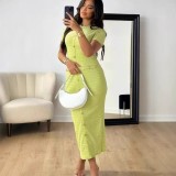 Women spring and autumn French retro knitting short-sleeved dress