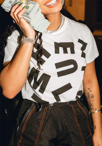 Women Style printed short sleeve Round Neck T-shirt Top