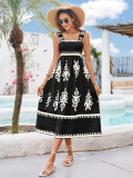 Women elegant Career beach Holidays contrast print wrap dress