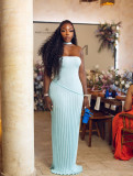 Women spring Summer Strapless twist flower split dress