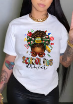 Fashion printed women Round Neck T-shirt tops