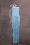 Women spring Summer Strapless twist flower split dress