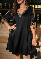 Plus Size Women's Summer Fashionable V-Neck Chic Dress