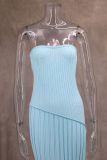 Women spring Summer Strapless twist flower split dress
