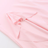 Women Spring Summer Sexy V-Neck Lotus Leaf Split Suspender Maxi Dress