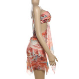 Women summer Women sexy contrast color Backless Mesh Patchwork Bodycon Dress