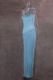 Women spring Summer Strapless twist flower split dress