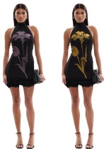 Women Beaded Sexy Bodycon Sleeveless Mini Dress