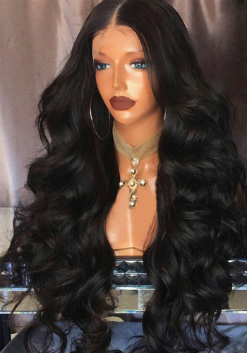 Women big wave long curly hair fluffy black long hair African chemical fiber wig headpiece wigs