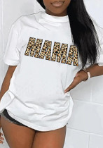 Women  Letter Print Round Neck T-shirt Top