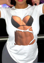 Women Letter Print Round Neck Short Sleeve T-shirt