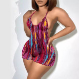 Women's Print Low Back Straps Jumpsuit