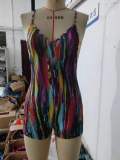 Women's Print Low Back Straps Jumpsuit