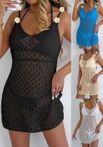 Women sexy hollow hand-crocheted patchwork Beach bikini cover-up dress
