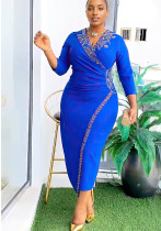 Plus Size African Style Beaded Party Evening Dress