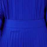 Plus Size Women Summer Loose Casual Shirt and Wide-leg Pants Two-Piece Set