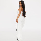 Women Strapless fake two-piece elegant party Jumpsuit