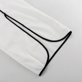 Women contrast color cross round neck sleeveless top Slit trousers two-piece set