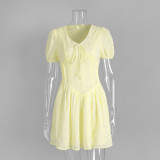 Women Summer Lace-Up Sexy Embroidered Dress