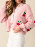 Women autumn embroidered elegant long-sleeved knitting sweater