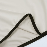 Women summer sexy contrast color suspender square neck Strap Dress