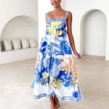 Summer Holiday Print Strap Maxi Dress