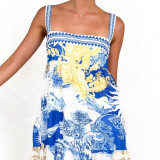 Summer Holiday Print Strap Maxi Dress
