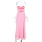 Women Gathered Sexy Strap Dress Summer Evening Dress