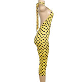 Sexy Printed Halter Blackless Slim Tight Jumpsuit