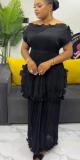 Plus Size Women's Fashion Elegant Chic Ruffle Summer Maxi Dress African Style