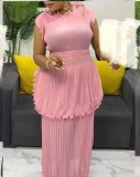 Plus Size Women's Fashion Elegant Chic Ruffle Summer Maxi Dress African Style